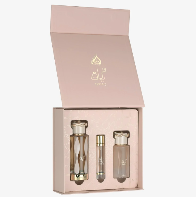 Lattafa Teriaq Set For Unisex Eau De Parfum 100ml + Travel Size 12ml + Hair Mist 50ml