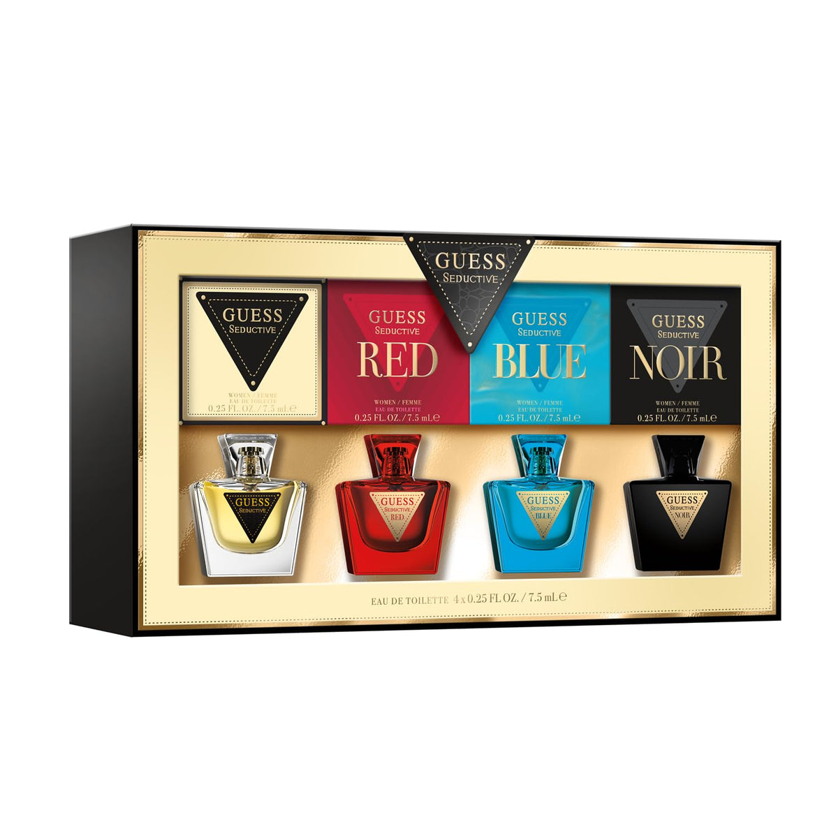 Guess set For Women Eau De Toilette Seductive 7.5ml + Seductive Red 7.5ml + Seductive Blue 7.5ml + Seductive Noir 7.5ml