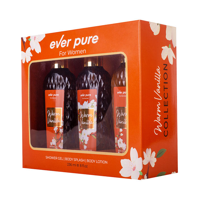 Ever Pure Warm Vanilla Set For Women Shower Gel 236ml + Body Splash 236ml + Body Lotion 236ml
