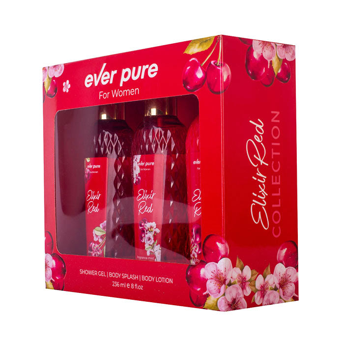 Ever Pure Elixir Red Set For Women Shower Gel 236ml + Body Splash 236ml + Body Lotion 236ml