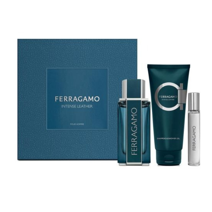 Salvatore Ferragamo Ferragamo Intense Leather Set For Men Eau De Parfum 100ml + Travel Size 15ml + Shower Gel 100ml