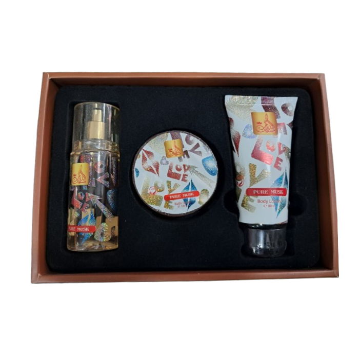 Misk Addiar Love Pure Musk Set For Women Body Mist 88ml + Body Lotion 88ml + Bath Soap 100ml