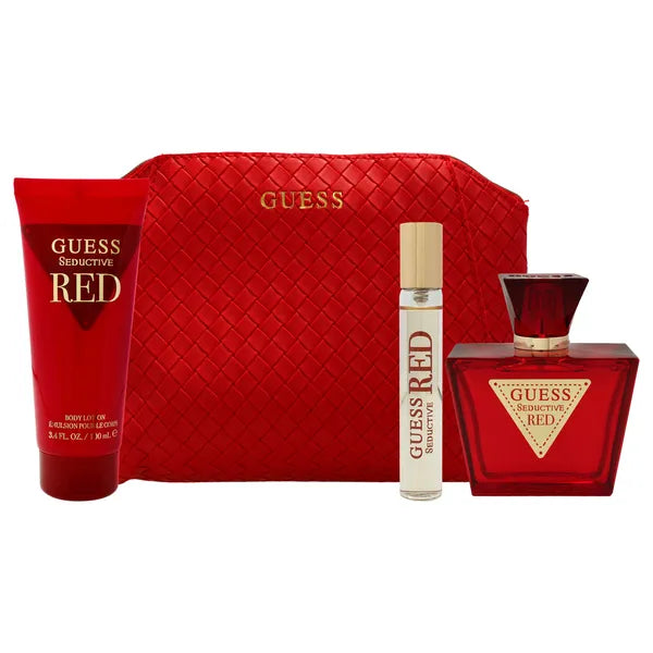 Guess Seductive Red Set For Women Eau De Toilette 75ml + Travel Size 15ml+ Body Lotion 100ml + Pouch