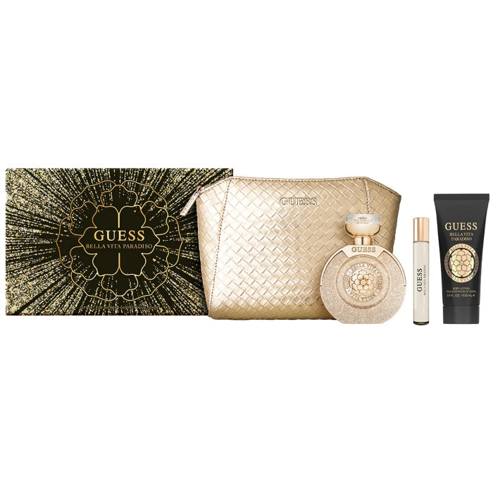طقم جيس بيلا فيتا باراديسو او دو بارفان للنساء 100مل + ترافيل سايز 15مل + لوشن للجسم 100مل + حقيبة
