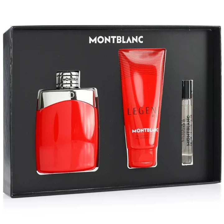 Mont Blanc Legend Red Set For Men Eau De Parfum 100ml + Mini Travel 7.5ml + Shower Gel 100ml