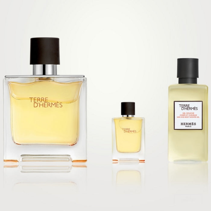 Hermes Terre D Hermes Set For Men Parfum 75ml + Mini 5ml + Shower Gel 40ml