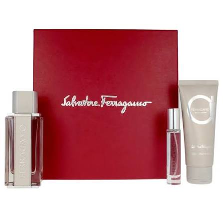 Salvatore Ferragamo Bright Leather Set For Men Eau De Toilette 100ml + Mini Travel 10ml + Shower Gel 100ml