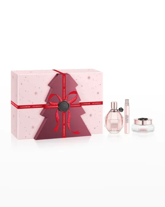 Viktor & Rolf FlowerBomb Set For Women Eau De Parfum 100ml + Travel Size 10ml + Body Cream 200ml