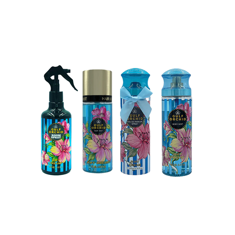 Gulf Orchid Soft Dreamy Set Bed Freshener Spray 300ml+ Body Mist 250ml + Body Spray 200ml + Hair Mist 85ml