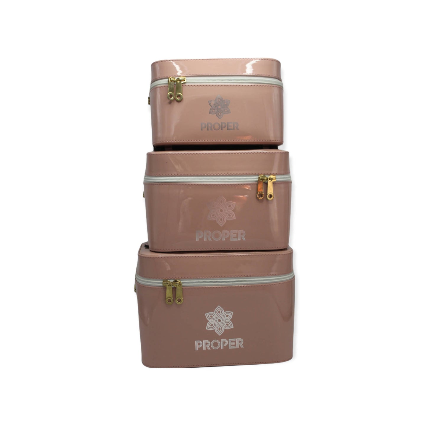 set of 3 makeup & toiletry travel case (cashmere)