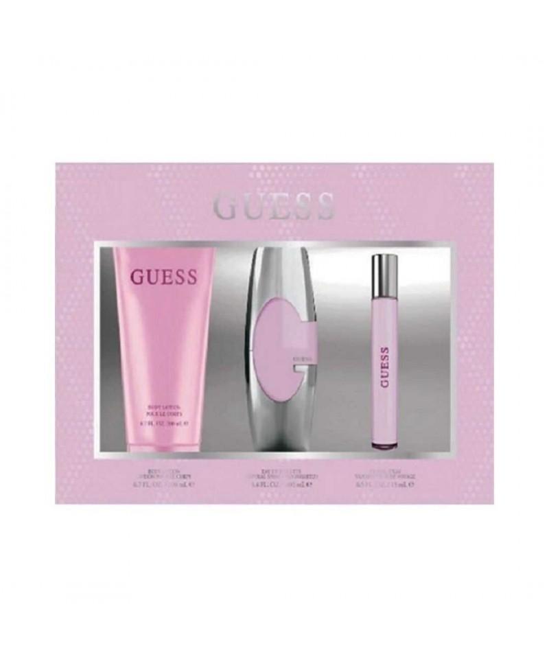 Guess Pink Gift Set For Women Eau De Toilette 75ml + Body Lotion 200ml + Eau De Toilette 15ml
