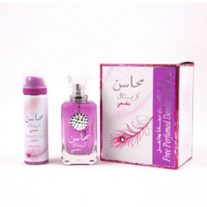 عطر لطافة محاسن كريستال بنفسجي او دو بارفان للنساء 100 مل + مزيل عرق