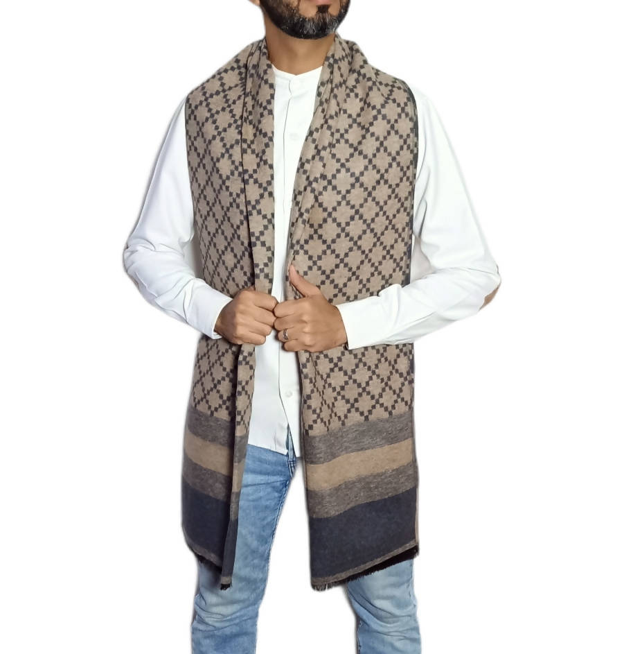 men long double sided wool shawl - scarf 3015