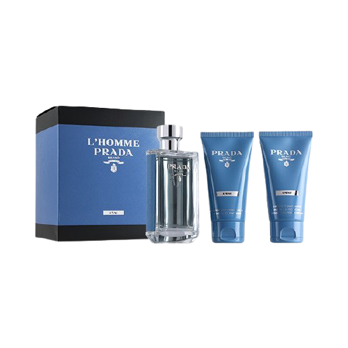 Prada LHomme LEau Set For Men Eau De Toilette 100ml + Shower Cream 75ml + Tonic Facial Cleanser 75ml