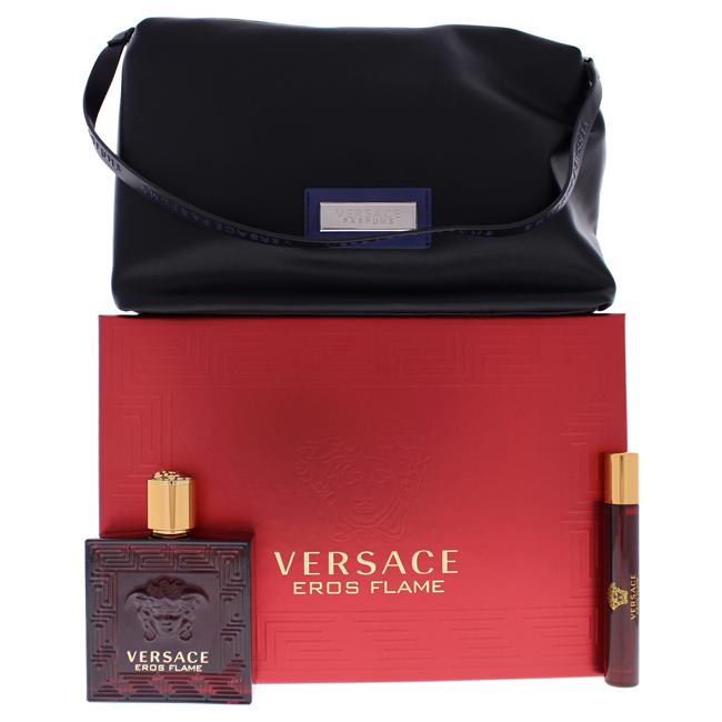 Versace Eros Flam Gift Set For Men Eau De Parfum 100ml + Mini 10ml + Pouch