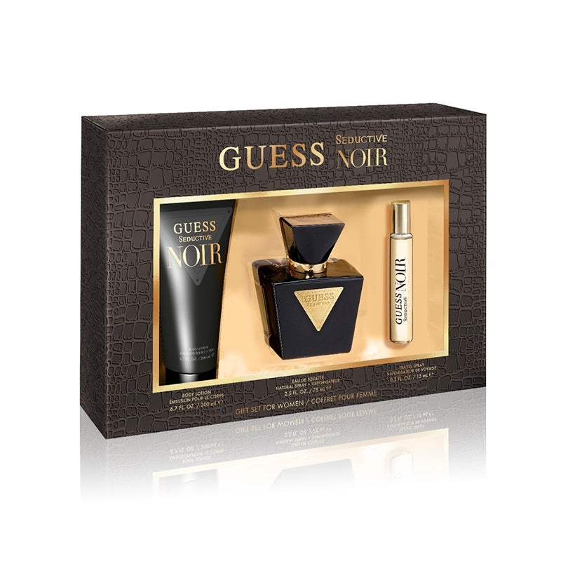 Guess Seductive Noir Set For Women Eau De Toilette 75ml + Travel Spray 15ml + Body Lotion 200ml