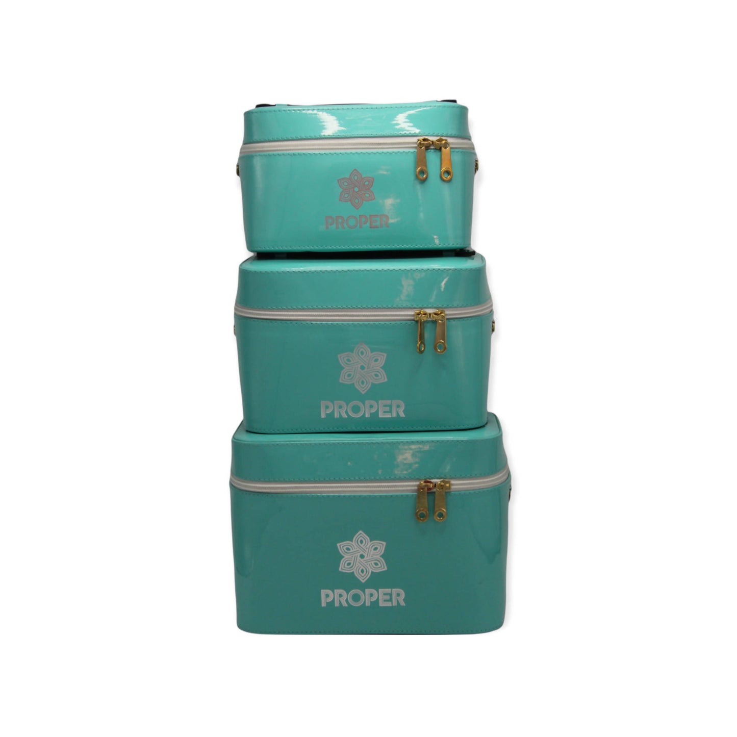 set of 3 makeup & toiletry travel case (cyan)