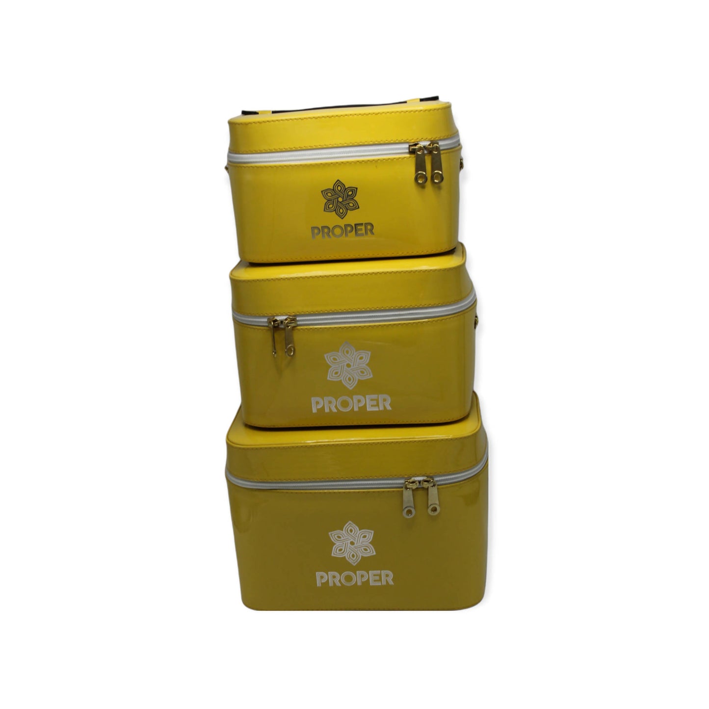 مجموعة من 3 حقائب سفر للمكياج وأدوات الزينة (اصفر)