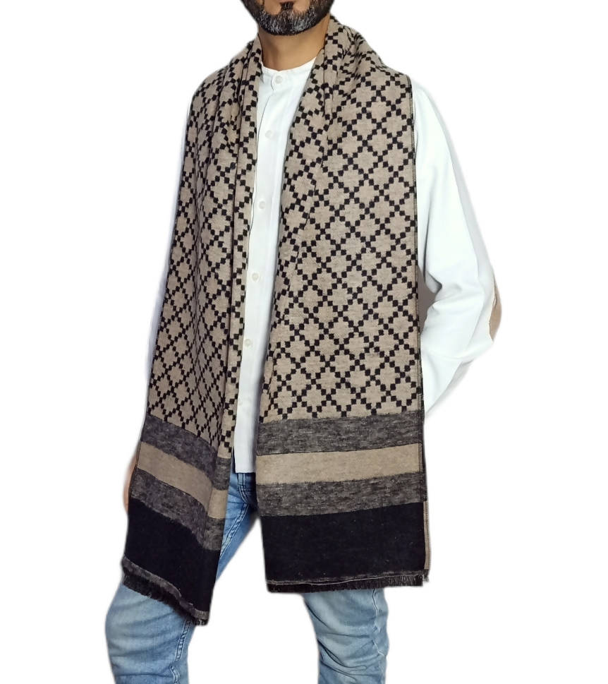 men long double sided wool shawl - scarf 3012