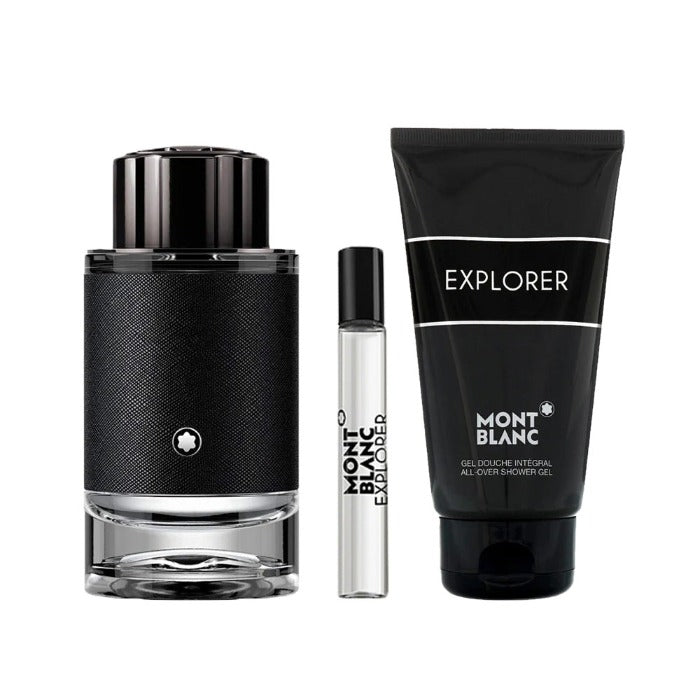 Mont Blanc Explorer Set For Men Eau De Parfum 100ml+ Mini Travel 7.5ml + Shower Gel 100ml