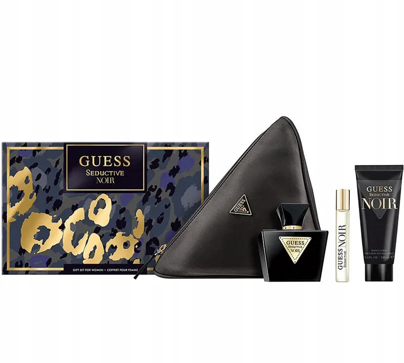Guess Seductive Noir Set For Women Eau De Toilette 75ml + Travel Size 15ml + Body Lotion 100ml + Pouch