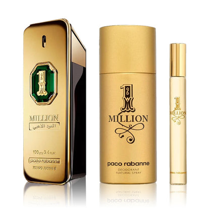 Paco Rabanne 1 Million Golden Oud Intense Set For Men Parfum 100ml + Mini Travel Eau De Toilette 10ml + Deodorant Spray 150ml
