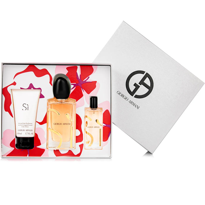 Giorgio Armani Si Set For Women Eau De Parfum 100ml + Travel Size 15ml + Body Lotion 50ml