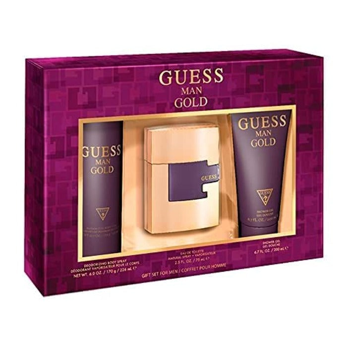 Guess Gold Set For Men Eau De Toilette 75ml + Body Spray 226ml + Shower Gel 200ml