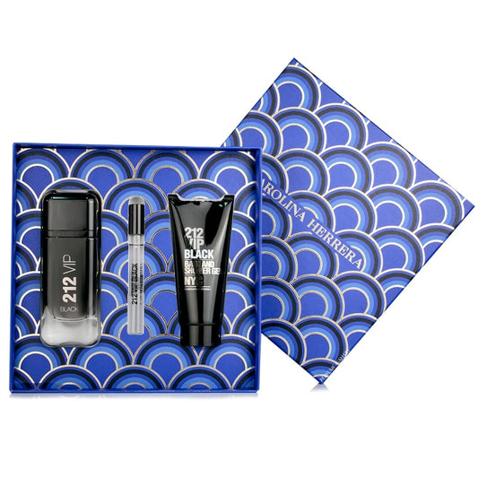 Carolina Herrera 212 Vip Black For Men Eau De Parfum 100ml + Mini Travel 10ml + Bath & Shower Gel 100ml
