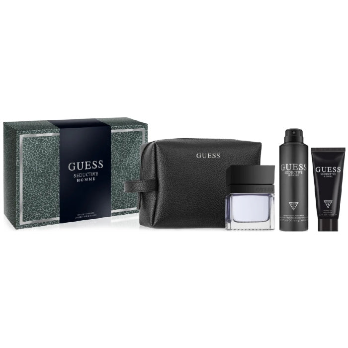 Guess Seductive Homme Set For Men Eau De Toilette 100ml + Deodorant Body Spray 226ml + Pouch + Shower Gel 100ml + Pouch