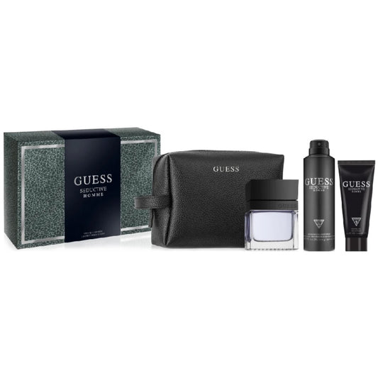 Guess Seductive Homme Set For Men Eau De Toilette 100ml + Deodorant Body Spray 226ml + Pouch + Shower Gel 100ml + Pouch