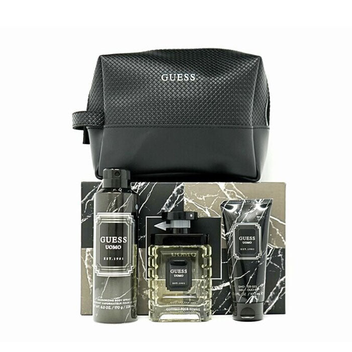 Guess Uomo Set For Men Eau De Toilette 100ml + Deodorant Body Spray 226ml + Shower Gel 100ml + Pouch