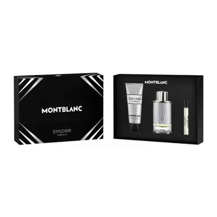 Mont Blanc Explorer Platinum Set For Men Eau De Parfum 100ml + Mini 7.5ml + Shower Gel 100ml