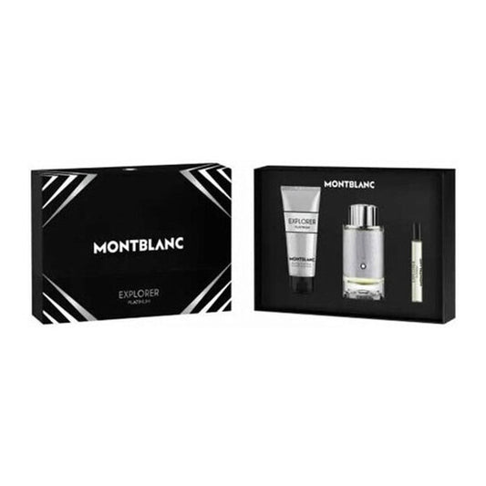 Mont Blanc Explorer Platinum Set For Men Eau De Parfum 100ml + Mini 7.5ml + Shower Gel 100ml