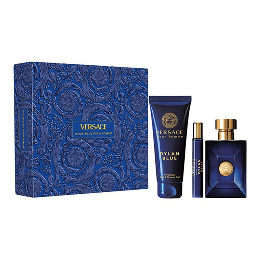 Versace Dylan Blue Set For Men Eau De Toilette 100ml + Mini Travel 10ml + Shower Gel 150ml