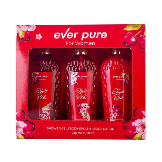 Ever Pure Elixir Red Set For Women Shower Gel 236ml + Body Splash 236ml + Body Lotion 236ml