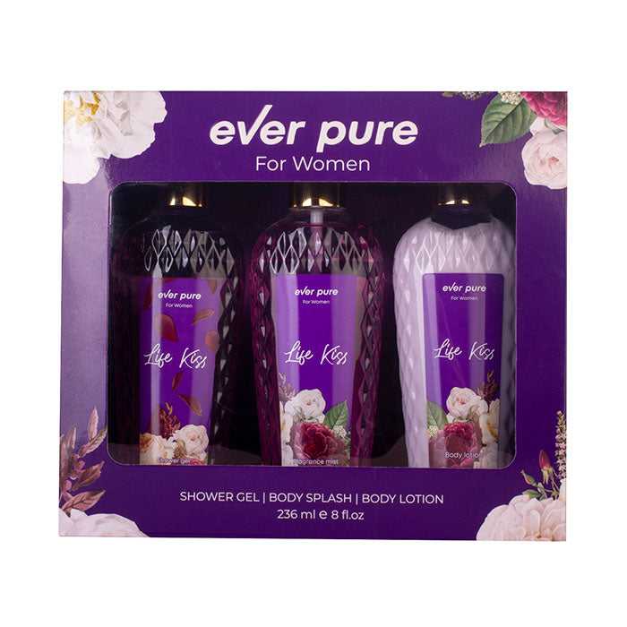 Ever Pure Life Kiss Set For Women Shower Gel 236ml + Body Splash 236ml + Body Lotion 236ml
