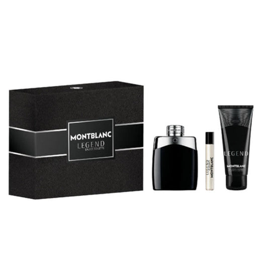 Mont Blanc Legend Eau De Toilette Set For Men Eau De Toilette 100ml + Mini Travel 7.5ml + Shower Gel 100ml