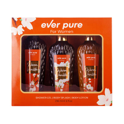 Ever Pure Warm Vanilla Set For Women Shower Gel 236ml + Body Splash 236ml + Body Lotion 236ml