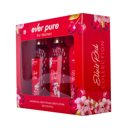 Ever Pure Elixir Red Set For Women Shower Gel 236ml + Body Splash 236ml + Body Lotion 236ml