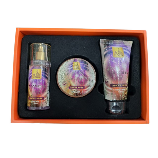 Misk Addiar Secrets Spices Musk Set For Women Body Mist 88ml + Body Lotion 88ml + Bath Soap 100ml