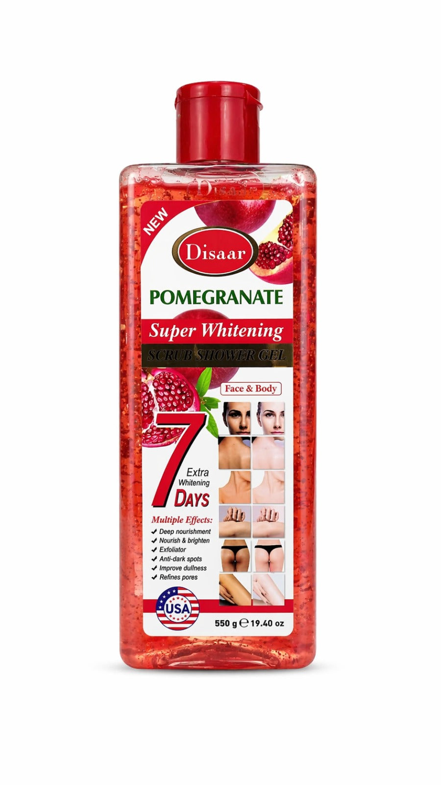 Dissar Pomegranate Super Whitening Scrub Shower Gel 550g