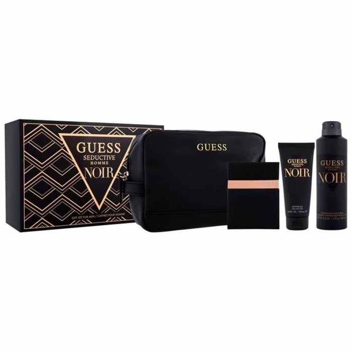 Guess Seductive Homme Noir Set For Men Eau De Toilette 100ml + Body Spray 226ml + Shower Gel 100ml + Pouch