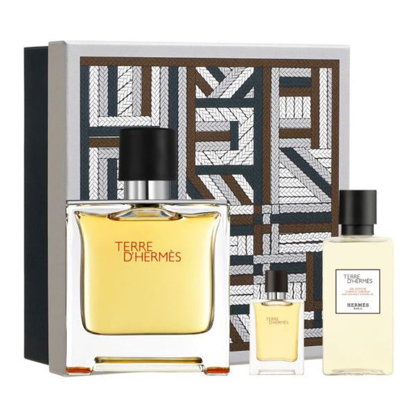 Hermes Terre DHermes Set For Men Parfum 75ml + Mini travel 5ml + Shower Gel 40ml