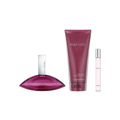 Calvin Klein Euphoria New Design Set For Women Eau De Parfum 100ml + Mini Travel 10ml + Body Lotion 200ml