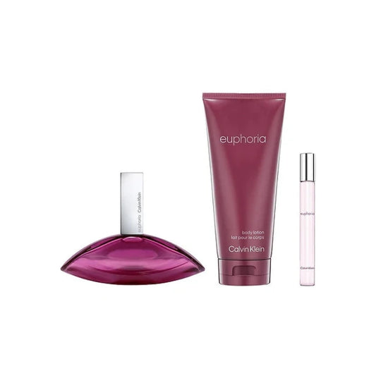 Calvin Klein Euphoria New Design Set For Women Eau De Parfum 100ml + Mini Travel 10ml + Body Lotion 200ml