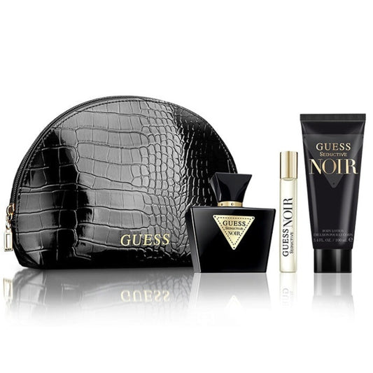 Guess Seductive Noir Set For Women Eau De Toilette 75ml + Travel Size 15ml +  Body Lotion 100ml + Pouch