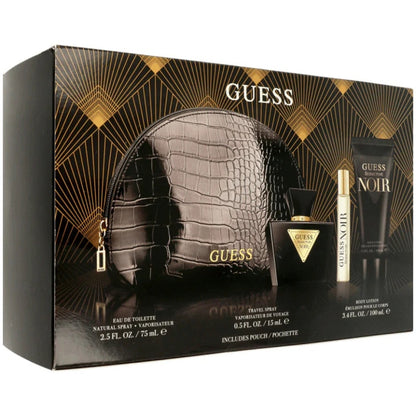 Guess Seductive Noir Set For Women Eau De Toilette 75ml + Travel Size 15ml +  Body Lotion 100ml + Pouch