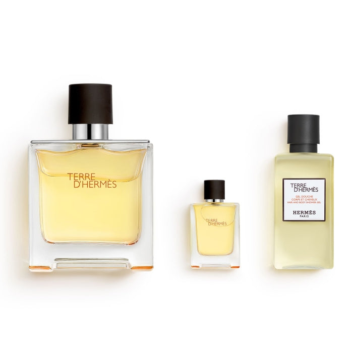 Hermes Terre D Hermes Set For Men Parfum 75ml + Mini 5ml + Shower Gel 40ml