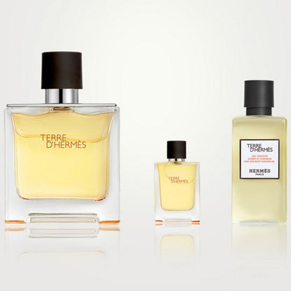 Hermes Terre D Hermes Set For Men Parfum 75ml + Mini 5ml + Shower Gel 40ml